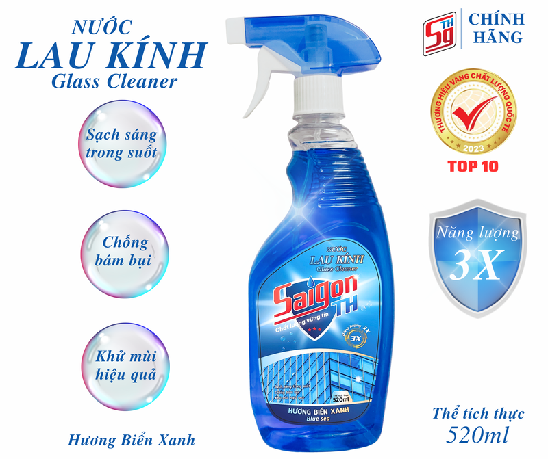 Nước lau kính Saigon TH 520ml hương Biển Xanh