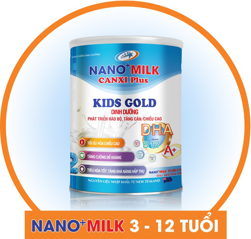 SỮA NANO+MILK KIDS GOLD 900 Gram - Trẻ Từ 3 Đến 12 Tuổi