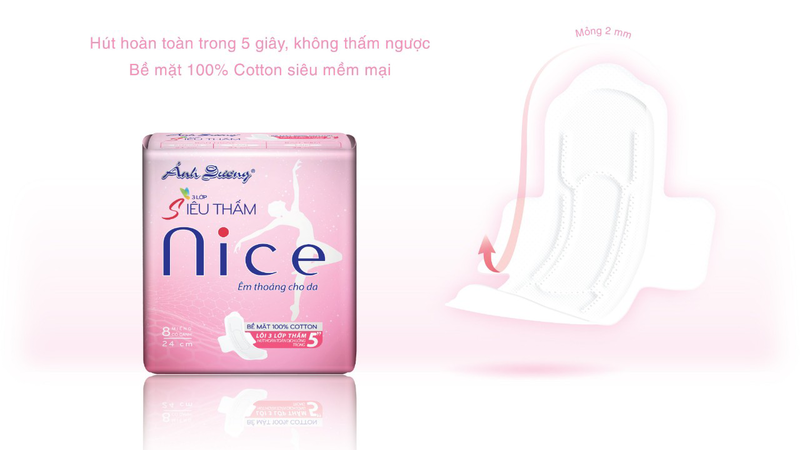 Combo 2 tặng 1 - Băng vệ sinh Ánh Dương NICE hồng có cánh