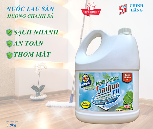 (MUA 1 TẶNG 1) Nước lau sàn Saigon TH 3.8kg hương chanh sả TẶNG 1 chai nước rửa chén 400g Matcha