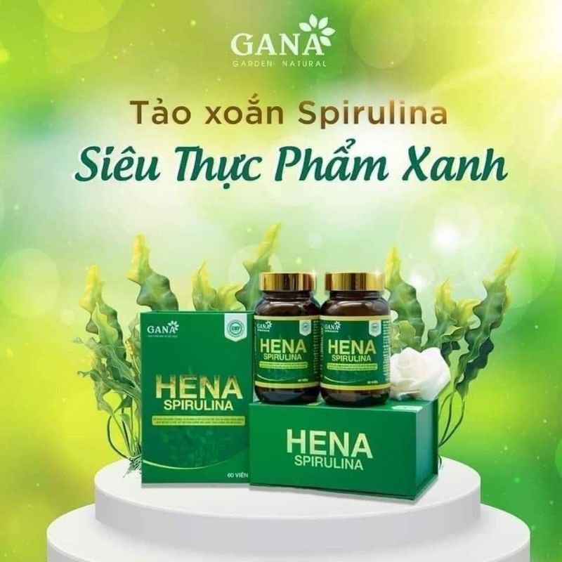 GANA - Tảo xoắn HENA Spirulina Bảo Vệ Sức Khỏe Toàn Diện ( 60 viên)