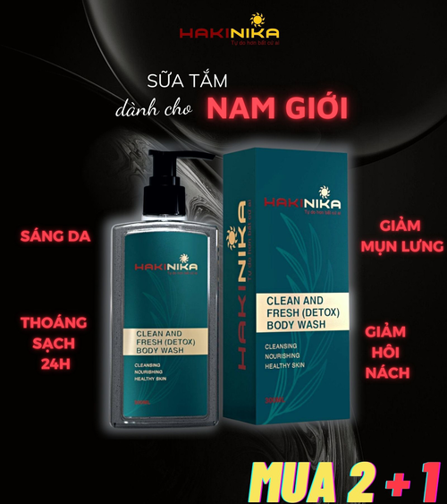 [MUA 2 TẶNG 1] Sữa Tắm Ngăn Mùi Cơ, Giảm Mụn Lưng dành cho nam - HAKINIKA