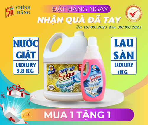 (MUA 1 TẶNG 1) Nước giặt Saigon TH 3.8kg hương hoa Luxury TẶNG 1 lau sàn 1kg Luxury