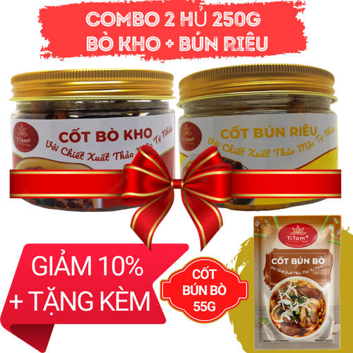 COMBO 2 CỐT 250g BÒ KHO  + BÚN RIÊU TẶNG 1CỐT BÚN BÒ 55