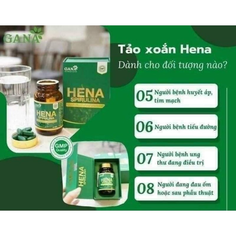 GANA - Tảo xoắn HENA Spirulina Bảo Vệ Sức Khỏe Toàn Diện ( 60 viên)