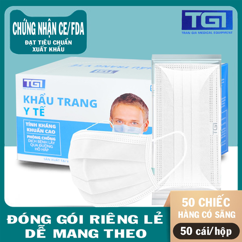 KHẨU TRANG Y TẾ 4 LỚP TRẦN GIA ( TRẮNG)