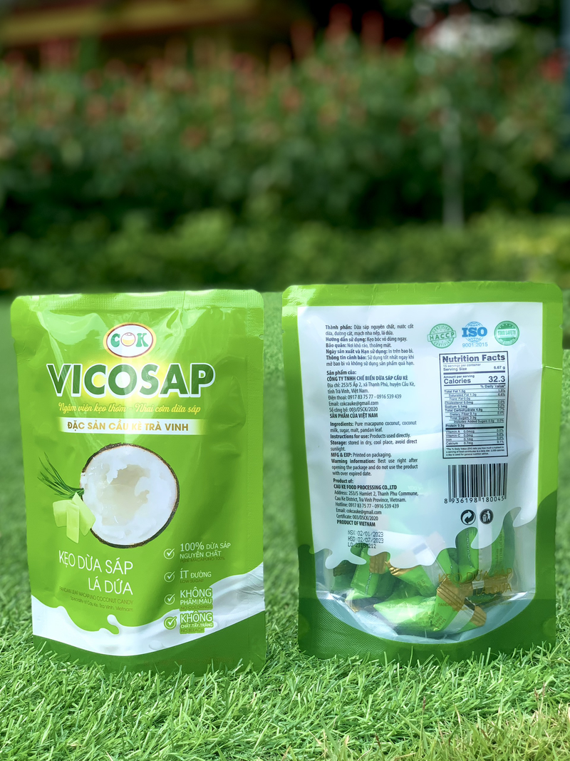 Kẹo Dừa Sáp Vicosap Vị Lá Dứa [Túi 100g]