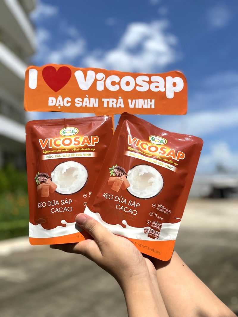 Kẹo Dừa Sáp Vicosap Vị Cacao [Túi 100g]