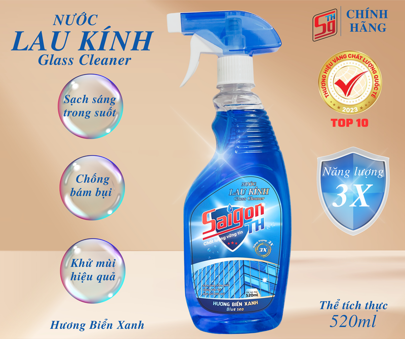 Nước lau kính Saigon TH 520ml hương Biển Xanh