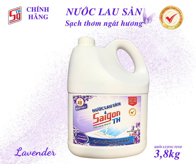 (MUA 1 TẶNG 1) Nước lau sàn Saigon TH 3.8kg hương Lavender TẶNG 1 rửa chén 400g matcha