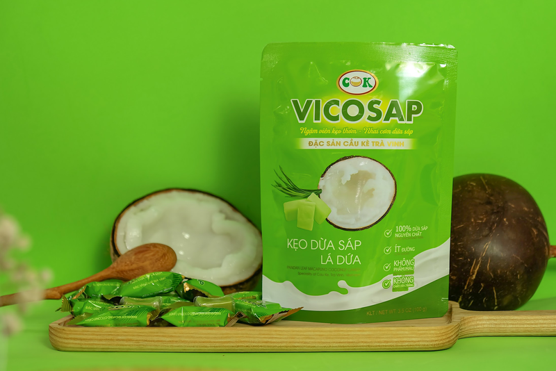 Kẹo Dừa Sáp Vicosap Vị Lá Dứa [Túi 100g]