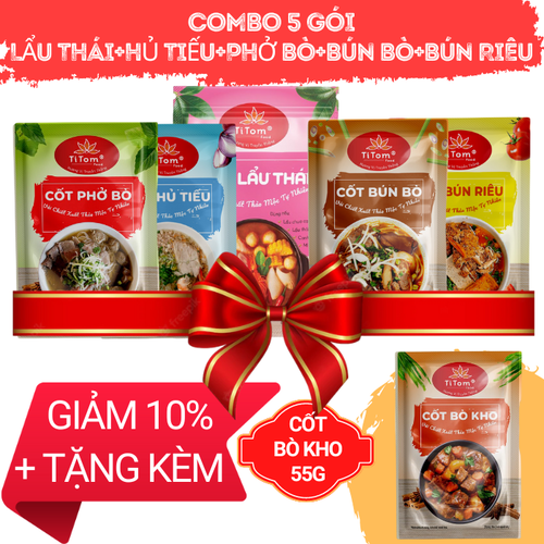 COMBO CỐT MIX 5 LOẠI 55g TẶNG 1 CÓT BÒ KHO 55g