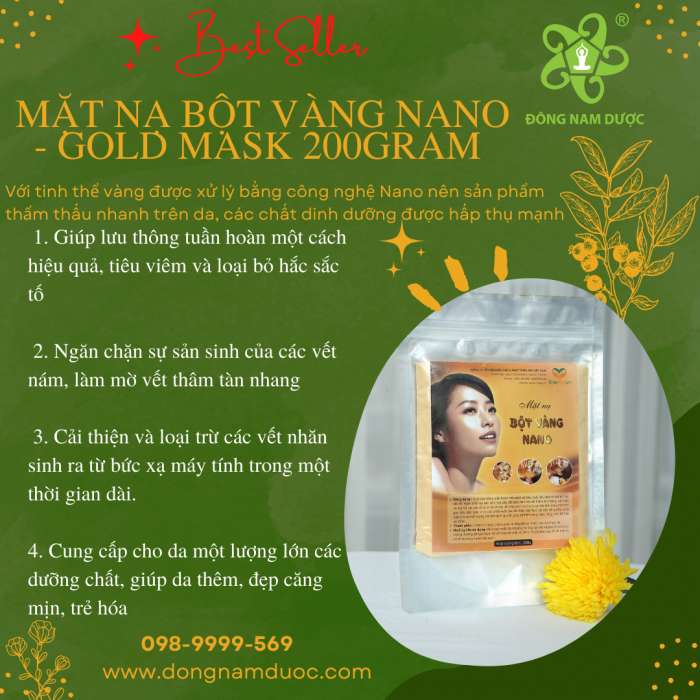 [Combo Mua 1 tặng 1] [FREE SHIP] Mặt nạ bột vàng Nano - Gold Mask 200gram