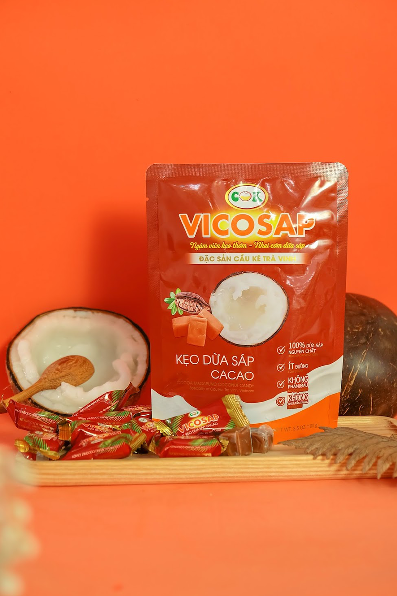 Kẹo Dừa Sáp Vicosap Vị Cacao [Túi 100g]