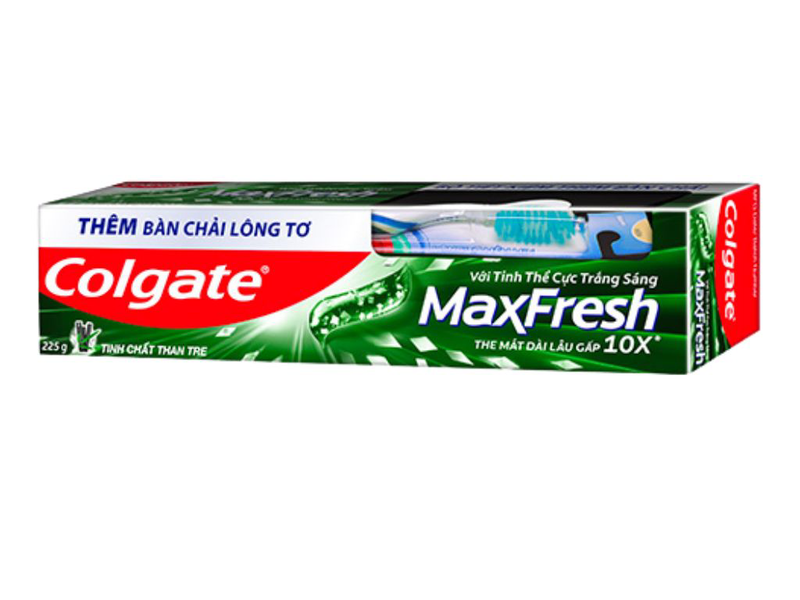 Bộ bàn chải đánh răng và kem đánh răng Colgate MaxFresh tinh chất than tre 225g