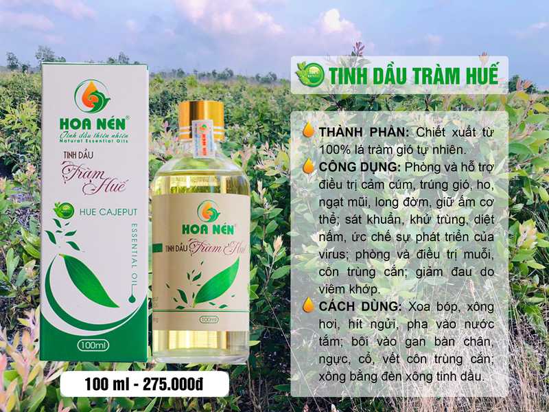 Tinh dầu tràm Huế nguyên chất  - 100ml Hoa Nén