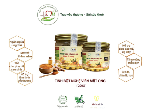 TINH BỘT NGHỆ VIÊN MẬT ONG NGUYÊN CHẤT 200G