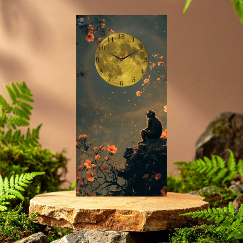 Tranh đồng hồ 12 con giáp kích thước 30x60cm vọng nguyệt (tuổi dần)