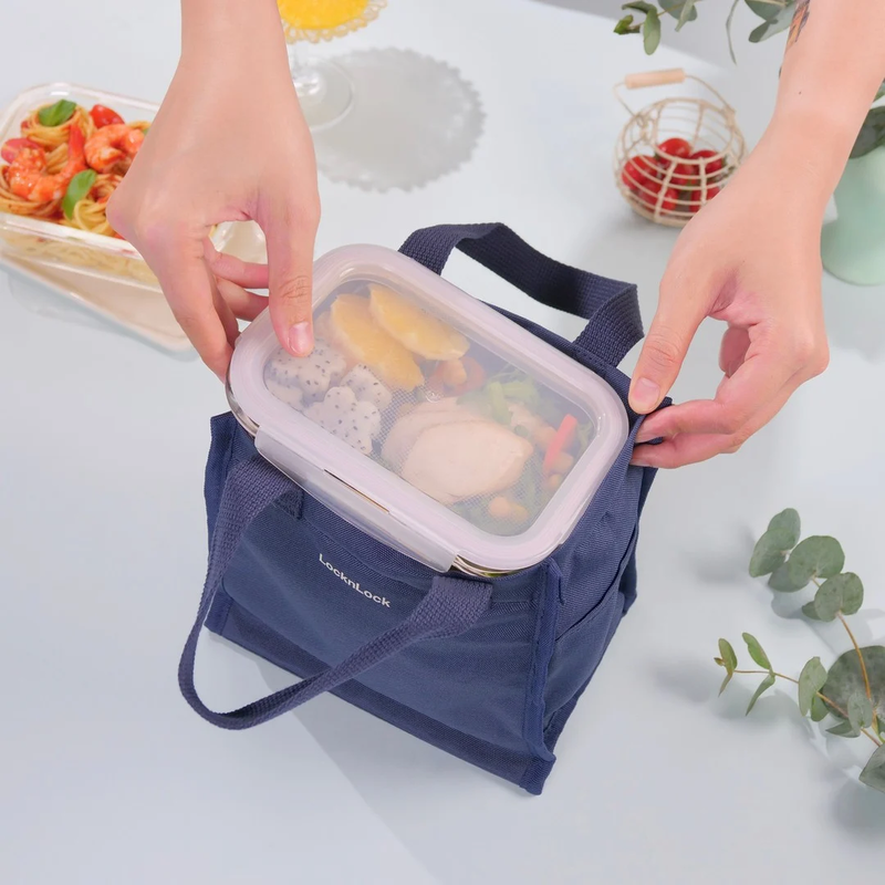 Bộ Túi Hộp Cơm Thủy Tinh Locknlock - Màu Xanh Navy
