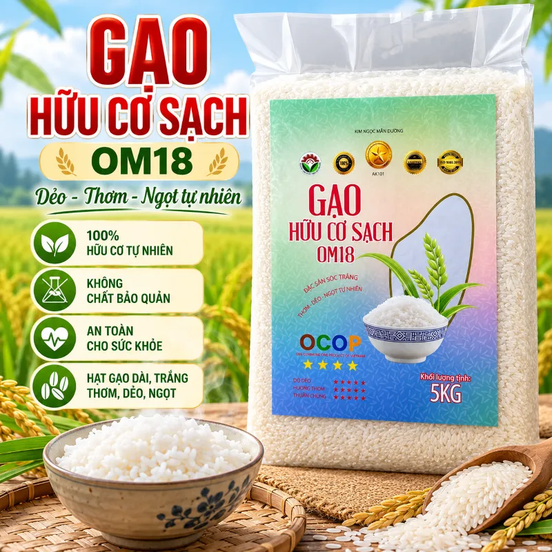 GẠO HỮU CƠ SẠCH - OM18 (5kg)
