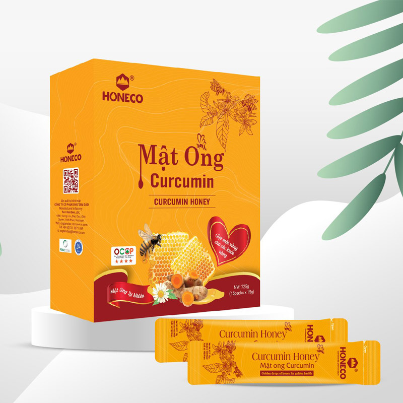 Combo 30 gói Mật ong nghệ Curcumin nguyên chất Honeco (Hộp 15 gói)