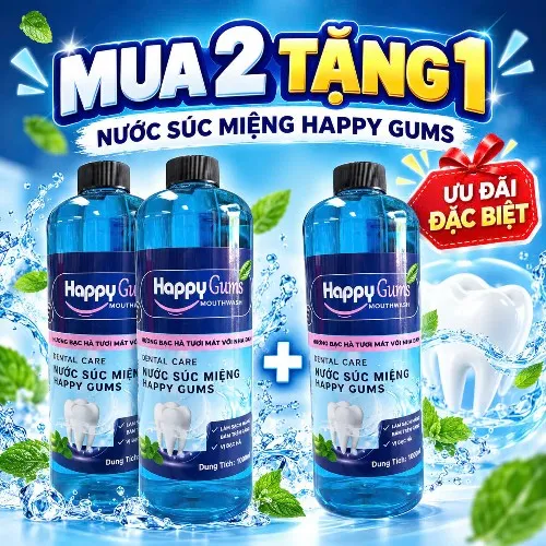 Mua 2 tặng 1 ( Nước Xúc Miệng Happy Gums chai 1000ml  )