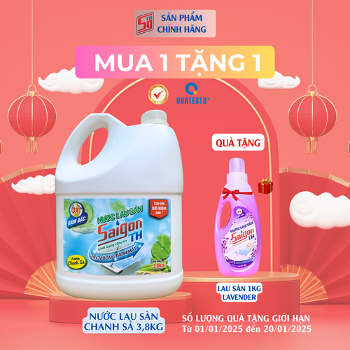 (MUA 1 TẶNG 1) Nước lau sàn Saigon TH 3.8kg hương Chanh Sả TẶNG lau sàn 1kg Lavender