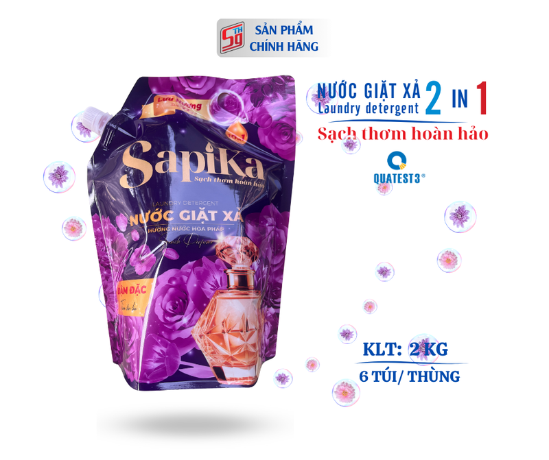 Nước giặt xả SapiKa 2 kg, hương nước hoa Tím