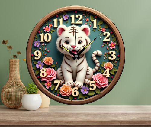Đồng hồ treo tường trang trí 12 con giáp mẫu dễ thương ( tuổi dần)