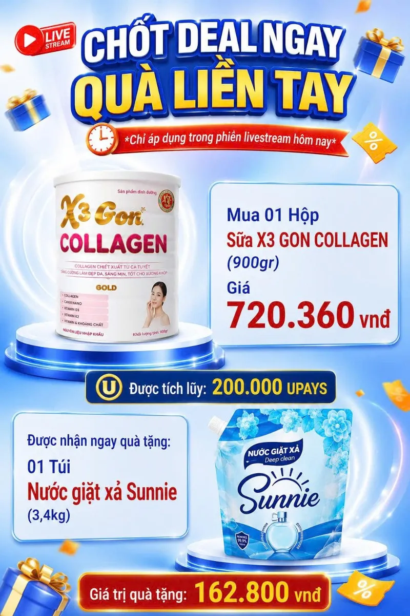 MUA 1 HỘP SỮA X3 GON CANXI TẶNG NGAY 1 TÚI NƯỚC GIẶT SUNNIE