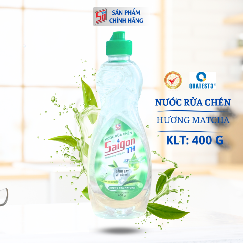 Nước rửa chén Saigon TH 400gram hương trà Matcha