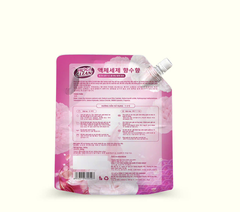 NƯỚC GIẶT XẢ HOGI CLEAN 3800G HƯƠNG NƯỚC HOA