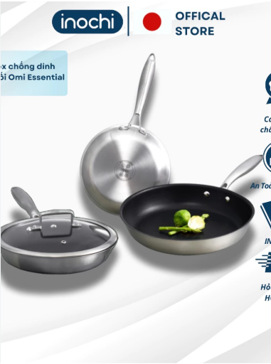 CHẢO INOX CHỐNG DÍNH NGUYÊN KHỐI OMI ESSENTIAL 24CM (CHẢO RÁN)