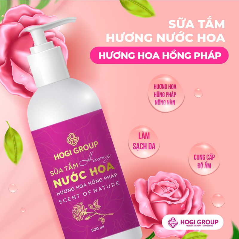 SỮA TẮM HOGI - HƯƠNG HOA HỒNG PHÁP 500ml