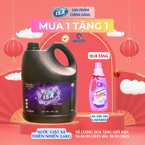 (MUA 1 TẶNG 1) Nước giặt xả ISA 3,6kg hương hoa Thiên Nhiên TẶNG lau sàn 1kg Lavender