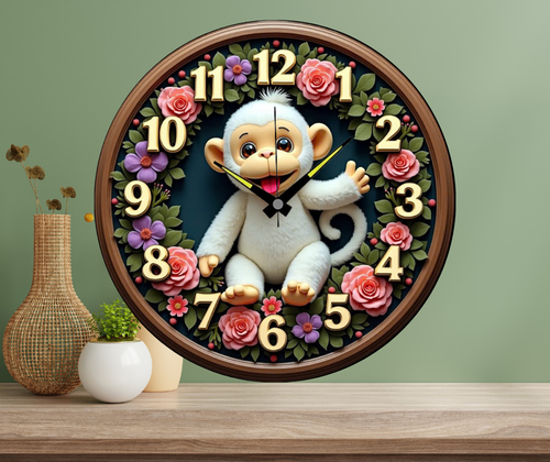 Đồng hồ treo tường trang trí 12 con giáp mẫu dễ thương ( tuổi thân)