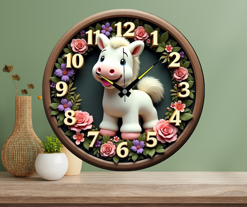 Đồng hồ treo tường trang trí 12 con giáp mẫu dễ thương ( tuổi ngọ)