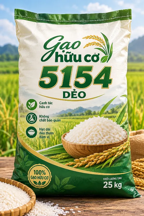 GẠO HỮU CƠ SẠCH - 5451 DẺO ( 25kg)