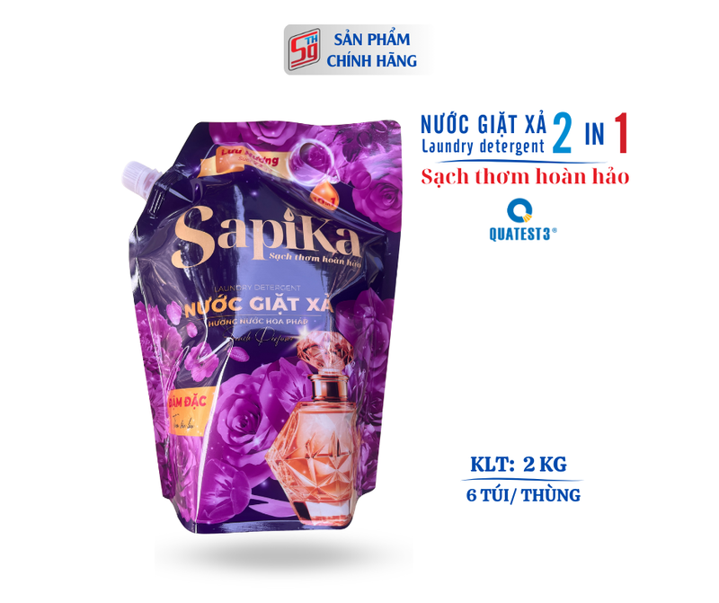 Nước giặt xả SapiKa 2 kg, hương nước hoa Tím