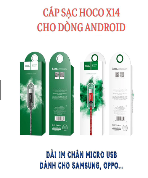 Cáp Sạc Nhanh MICRO USB Hoco X14 Cho Micro -  Dây Dù 1M Chống Đứt