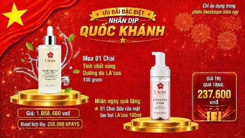 MUA 1 TINH CHẤT VÀNG DƯỠNG DA LACOS TẶNG NGAY 1 SỮA RỬA MẶT LACOS