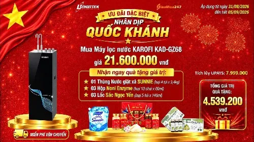MUA MÁY LỌC NƯỚC  KAROFI GZ68-TẶNG COMBO QUÀ TẶNG 4.539.200 VNĐ