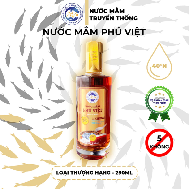 Nước Mắm Cá Cơm Phú Việt - 40 ĐỘ Chai 250ml