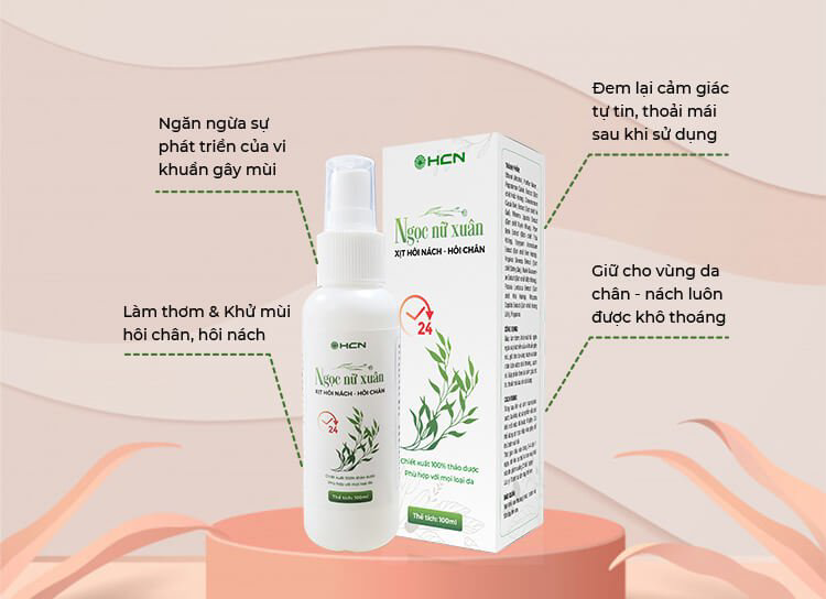 XỊT HÔI NÁCH HÔI CHÂN NGỌC NỮ XUÂN CHAI 100ML