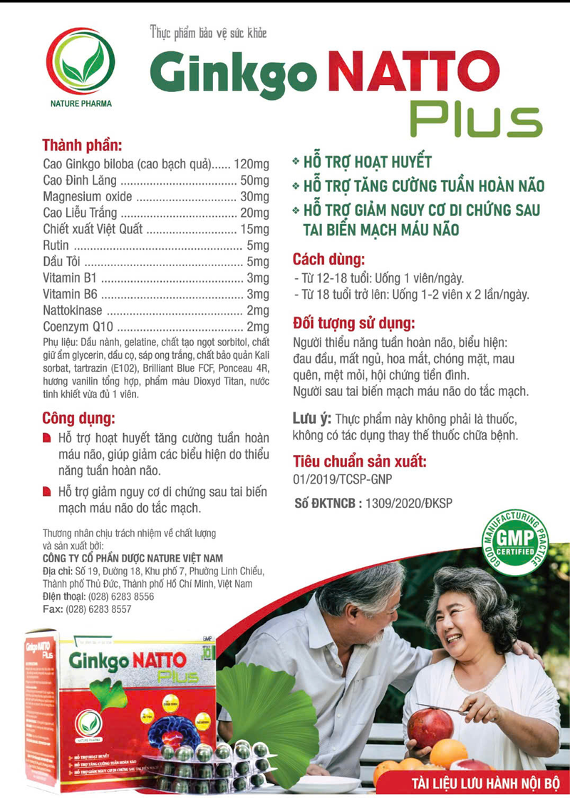 GINKO NATTO PLUS ( HỖ TRỢ TĂNG CƯỜNG TUẦN HOÀN MÁU NÃO,  NGĂN NGỪA NHUY CƠ ĐỘT QUỴ)