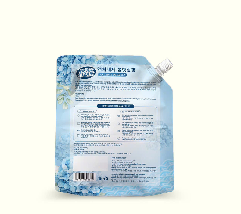 NƯỚC GIẶT XẢ HOGI CLEAN 3800G HƯƠNG NẮNG XUÂN