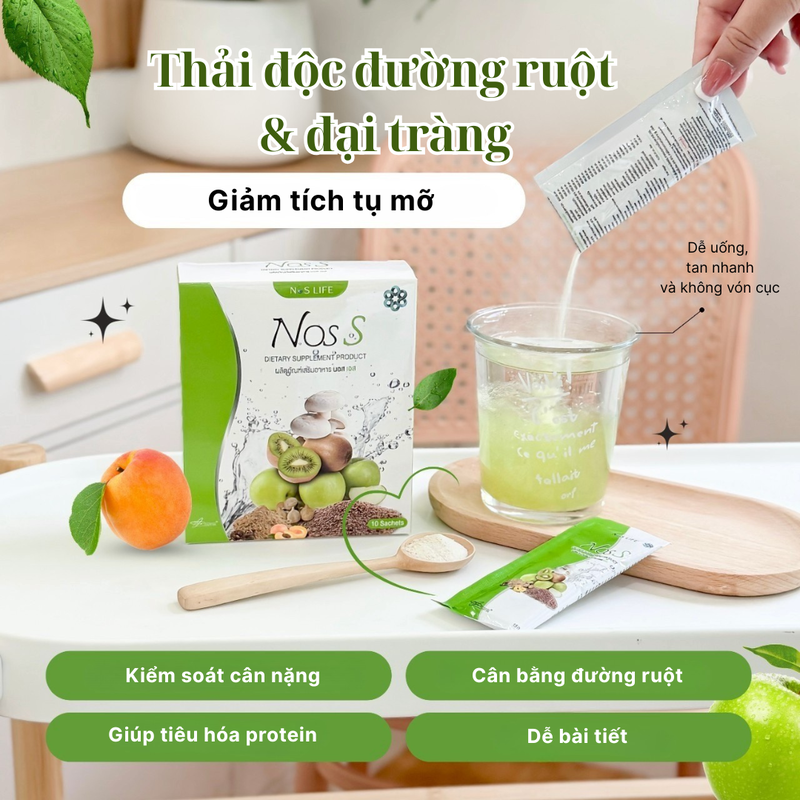 NOS S - THẢI ĐỘC ĐƯỜNG RUỘT VÀ ĐẠI TRÀNG ( HỘP 10 GÓI)