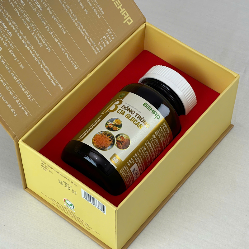 Đông Trùng Beta Glucan. Lọ 60 Viên. Tuyệt Phẩm Cho Sức Khỏe Toàn Diện