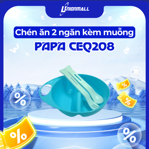 Chén ăn 2 ngăn kèm 2 muỗng tiện lợi cho bé PAPA CEQ208