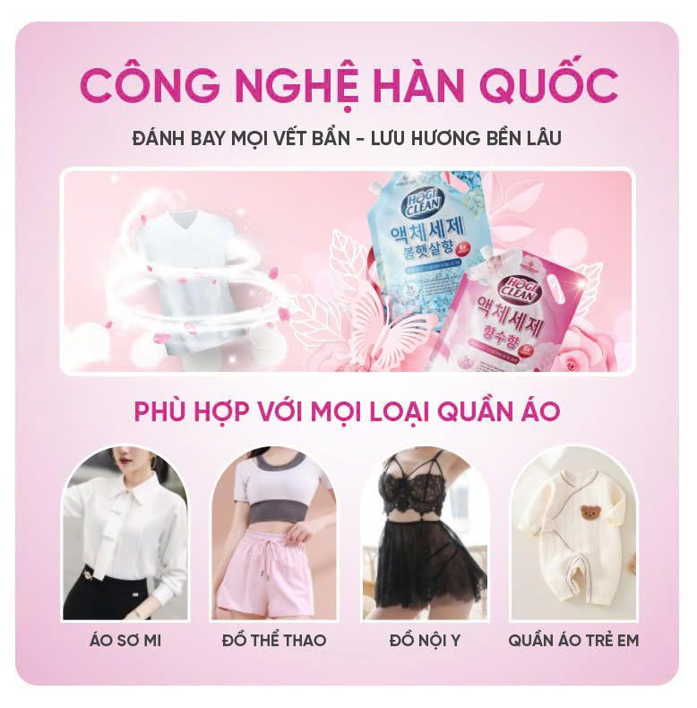 NƯỚC GIẶT XẢ HOGI CLEAN 3800G HƯƠNG NƯỚC HOA ( THÙNG 2 TÚI)